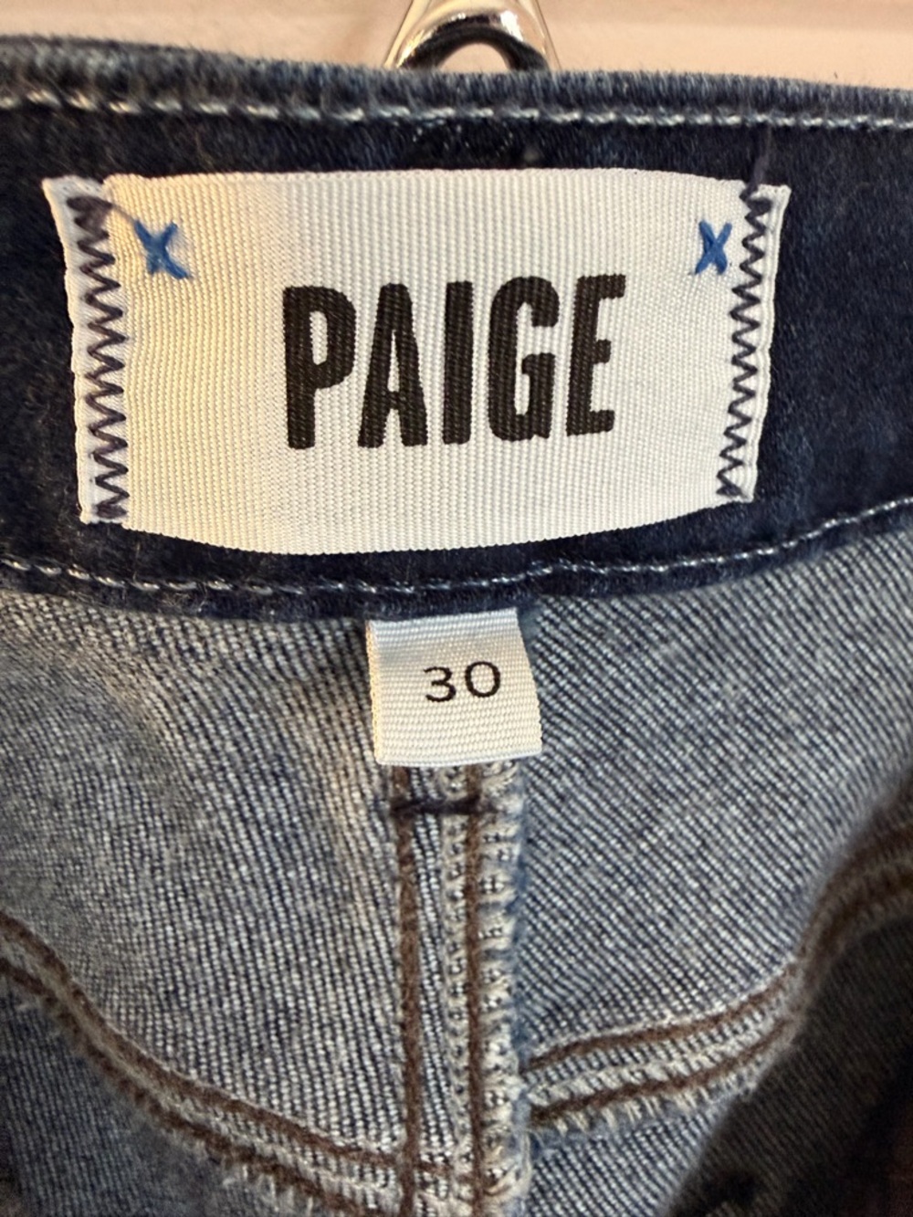 PAIGE Anessa Wide Leg Barrel Jeans Size 30 High Rise Cropped Blue Stretch Denim - Picture 6 of 9